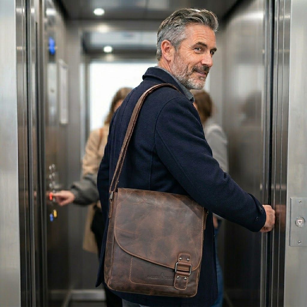 The Journal Leather Messenger Bag, Colour: Sorghum
