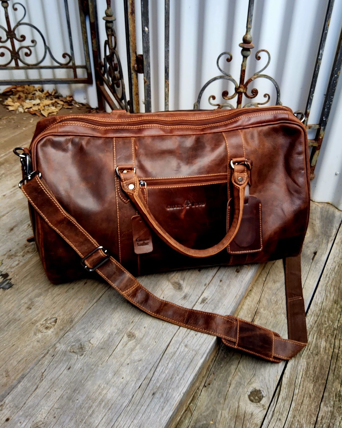 The Baxter Leather Duffle Travel Bag, Colour: Sorghum
