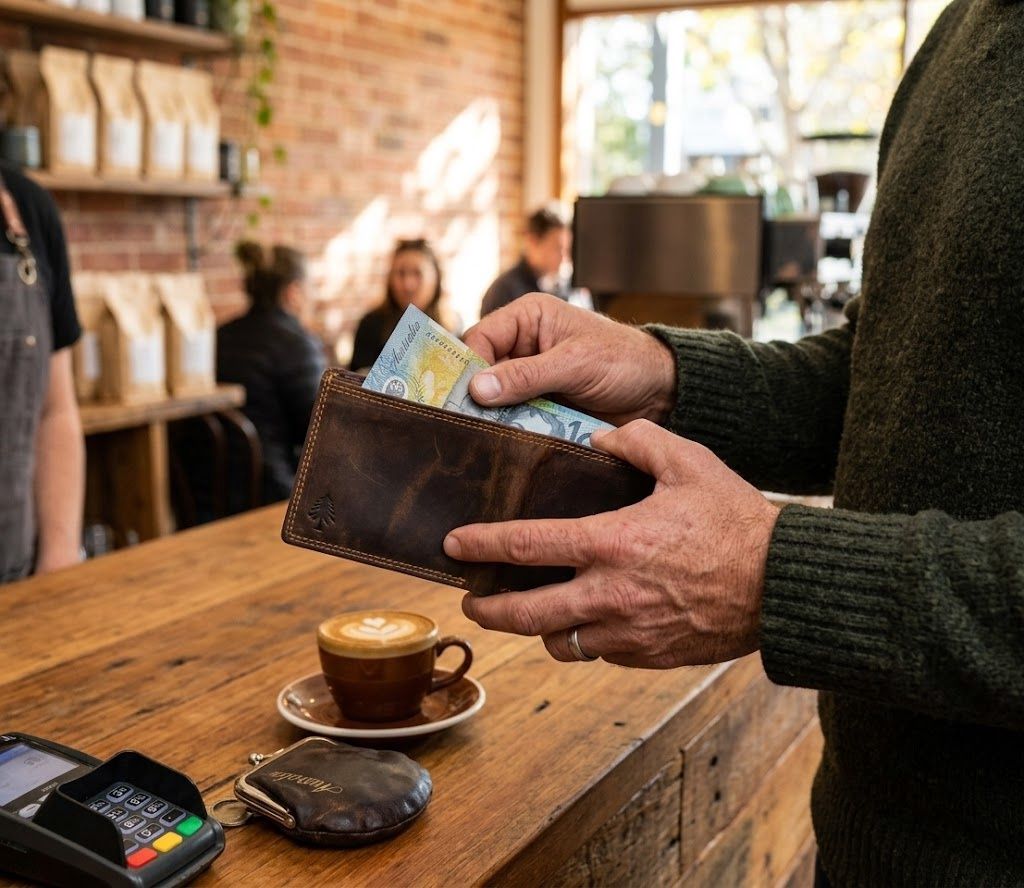 The Liam Leather Wallet - Landscape, Colour: Sorghum