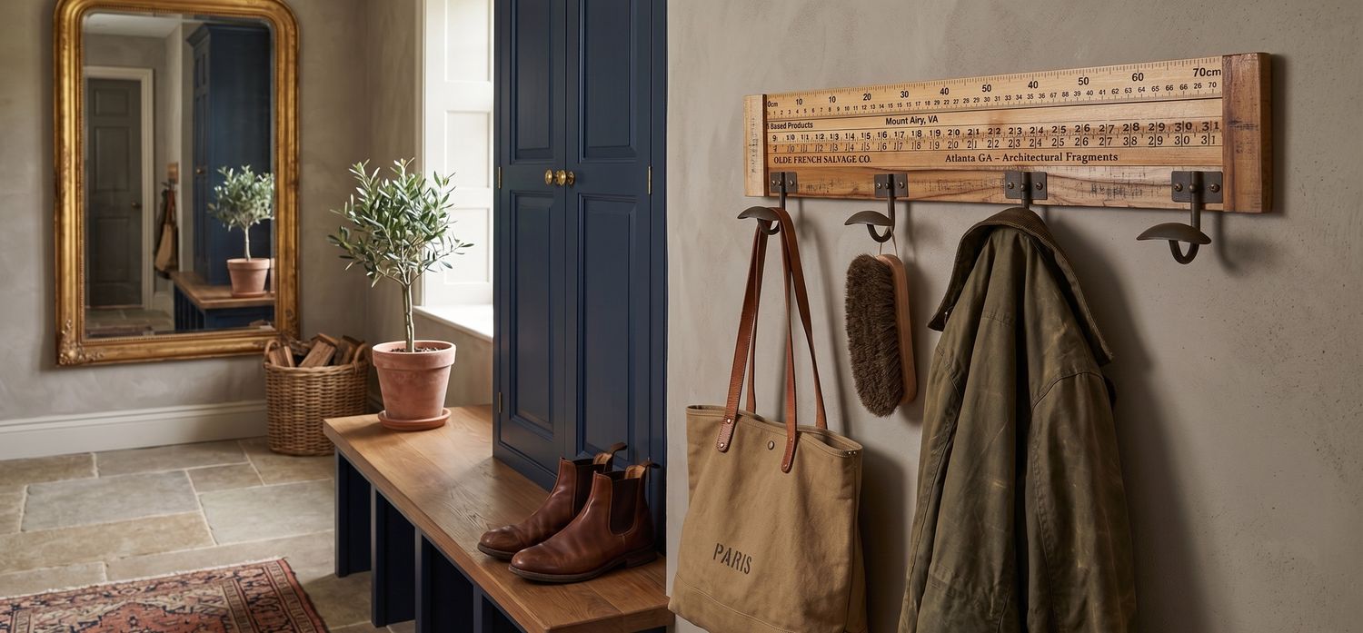 Vintage-Style Ruler Wall hooks Coat Rack, Size: 4 Hooks