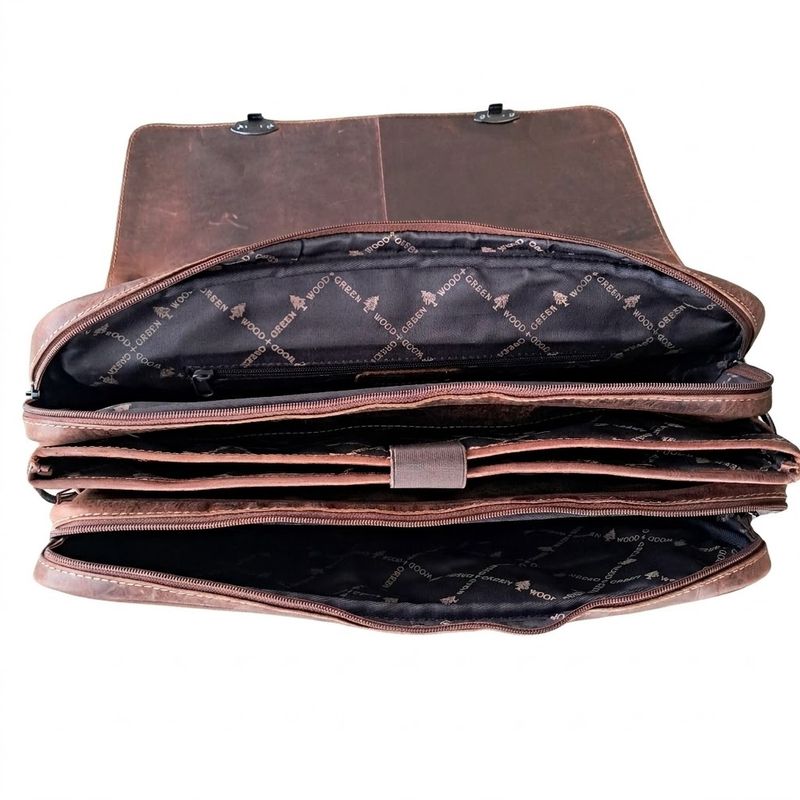 The Cavill Leather 15" Laptop Briefcase lockable