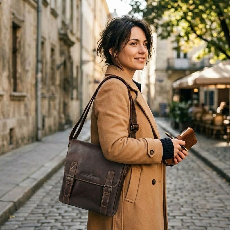 The Brandy leather Shoulder Bag w/ipad pocket