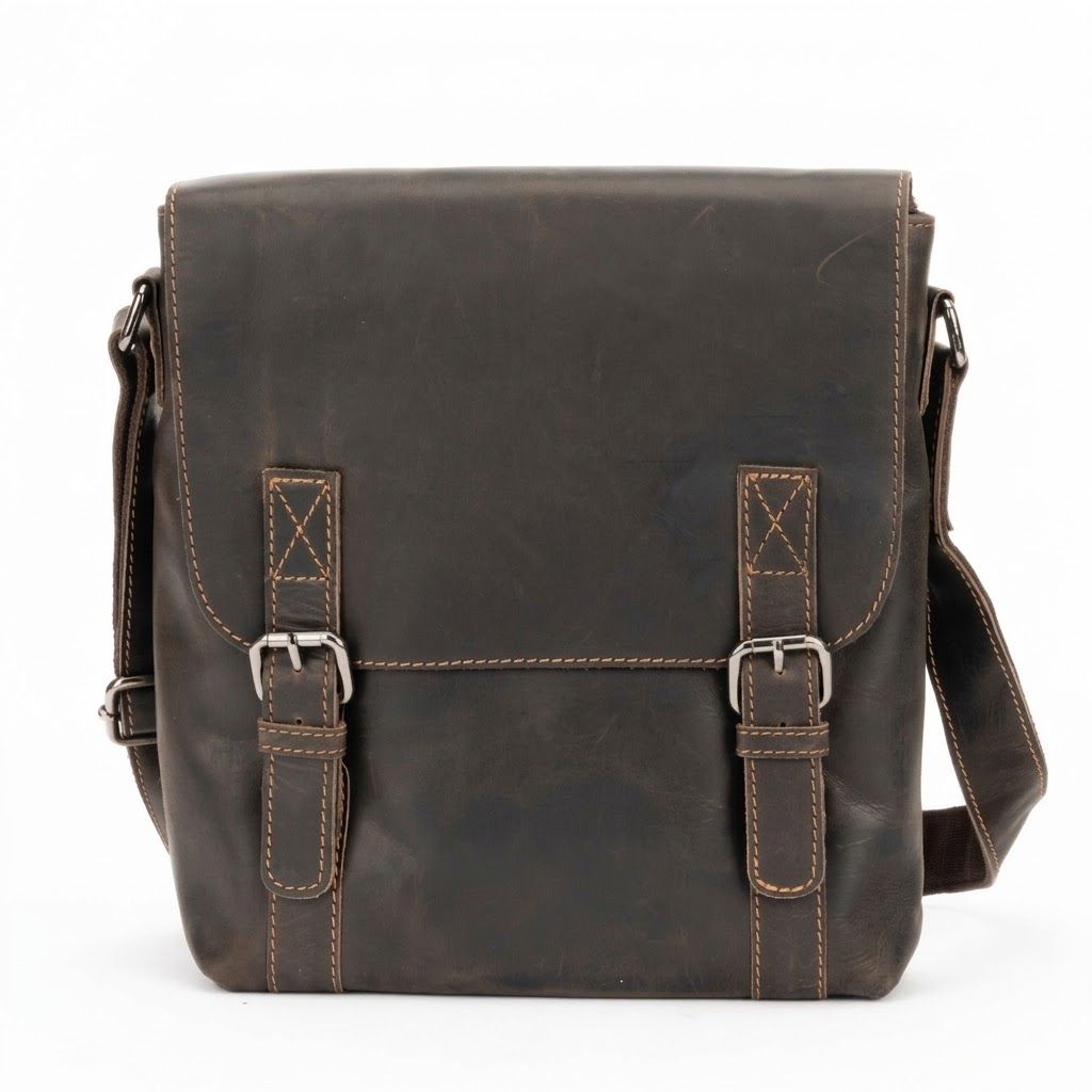 The Brandy leather Shoulder Bag w/ipad pocket, Colour: Mocha