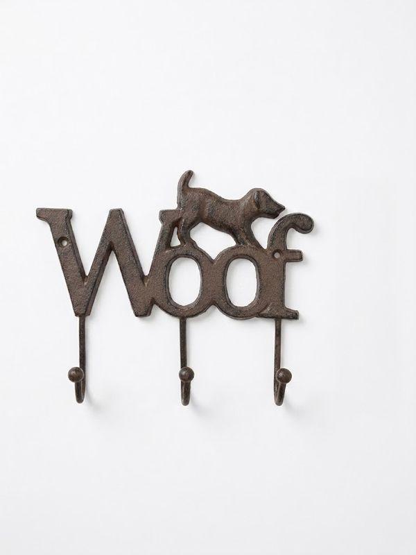 Cast iron dog woof Dog Leash / key rack