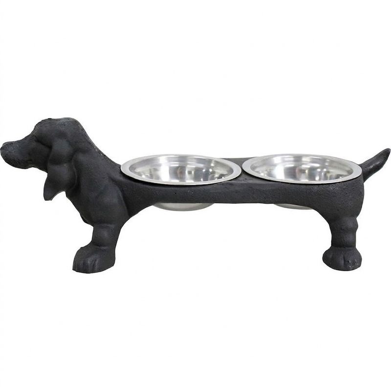 Cast Iron Dachshund Twin Dog bowls