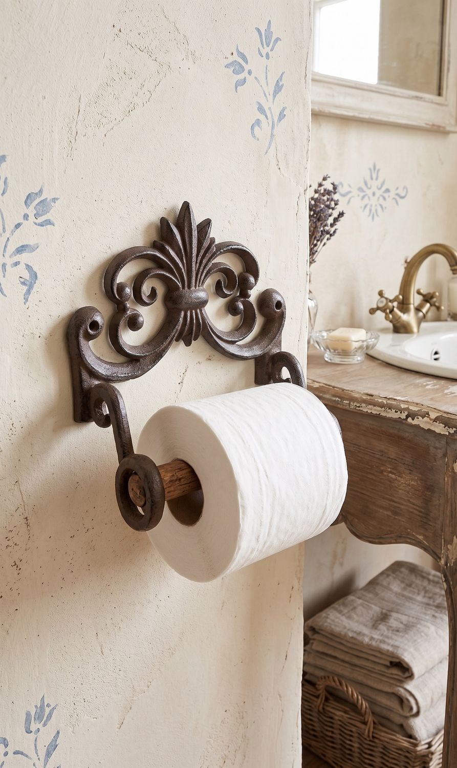 Cast iron toilet roll holder, Colour: Antique Brown