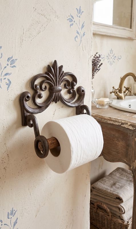 Cast iron toilet roll holder