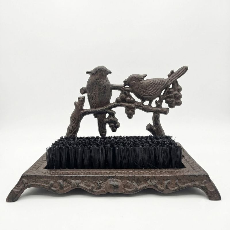 Cast Iron Two Birds Boot Scraper w/Brush