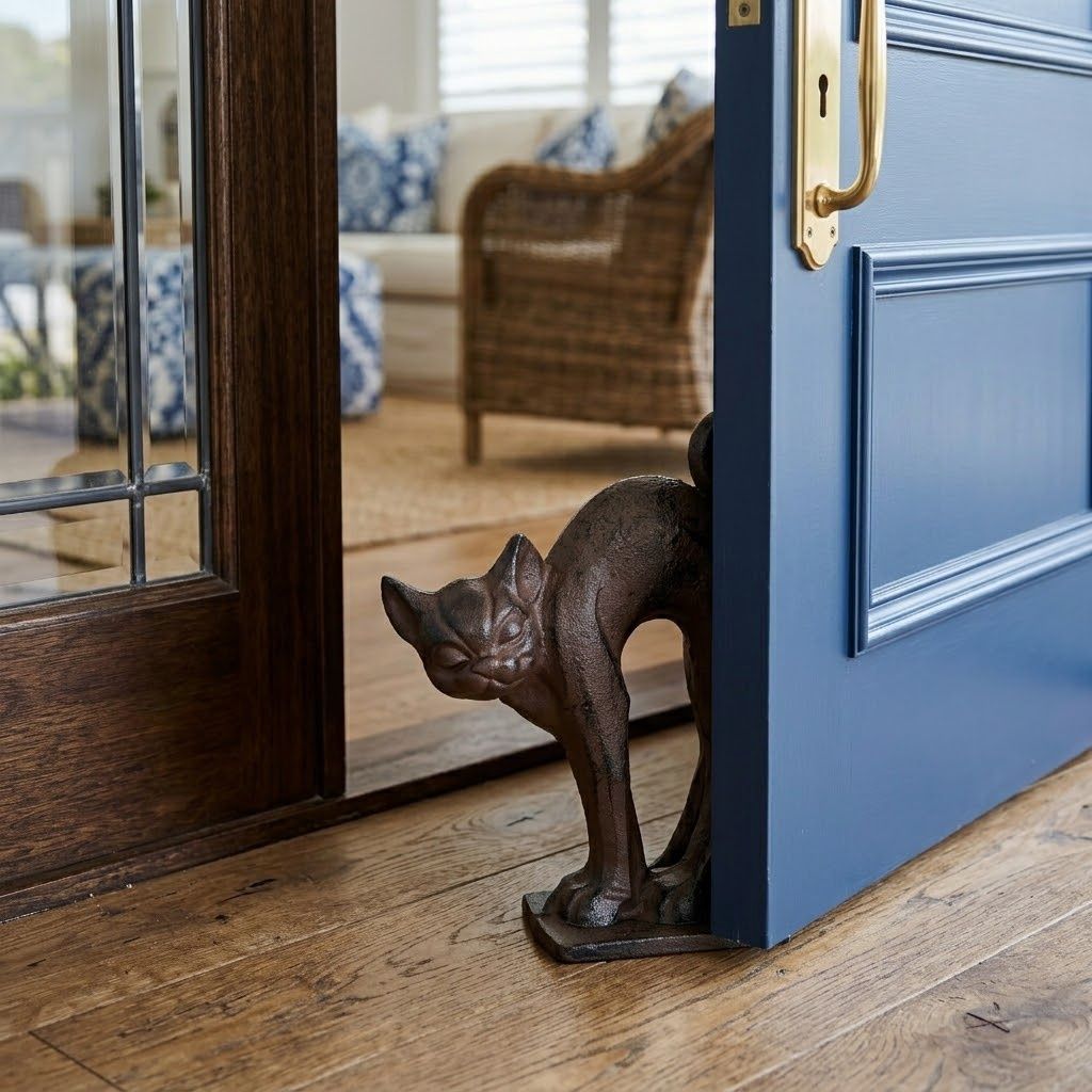 Aubrey the Cast Iron Cat Door Stop