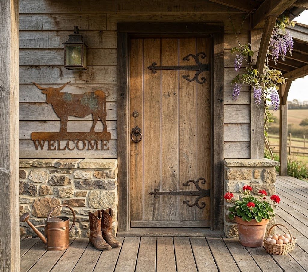 Longhorn Welcome Sign Australian Made Metal Art