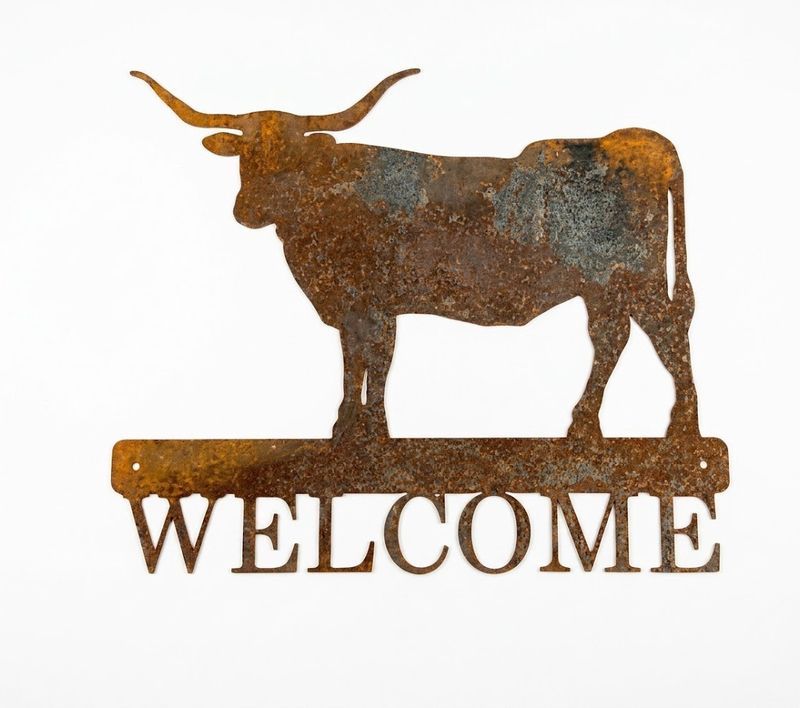 Longhorn Welcome Sign Australian Made Metal Art