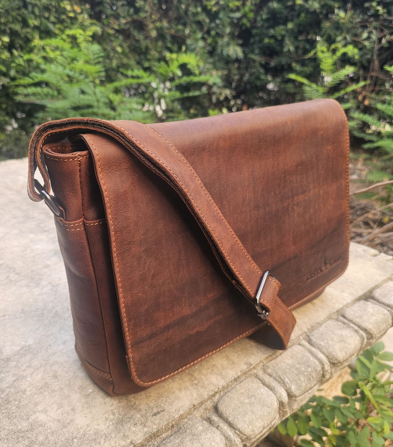 The Jordan 13 inch Leather Laptop Satchel Bag, Colour: Sorgham