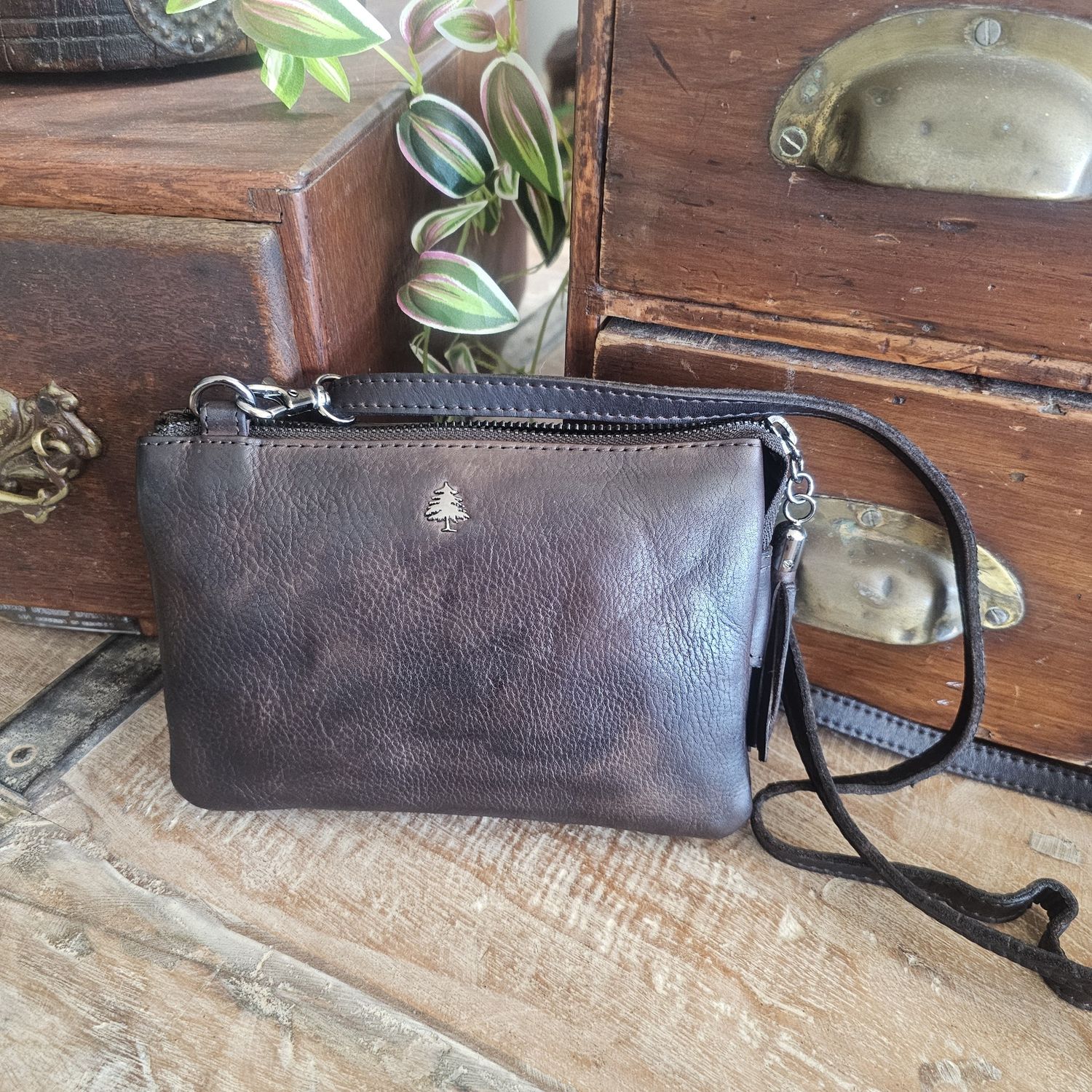 The Bronte Cross Body Bag/Clutch Wallet, Colour: Mocha