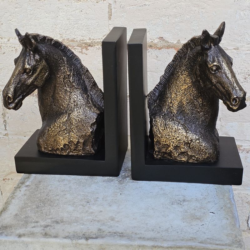 Aged Bronze look Horse Bookends