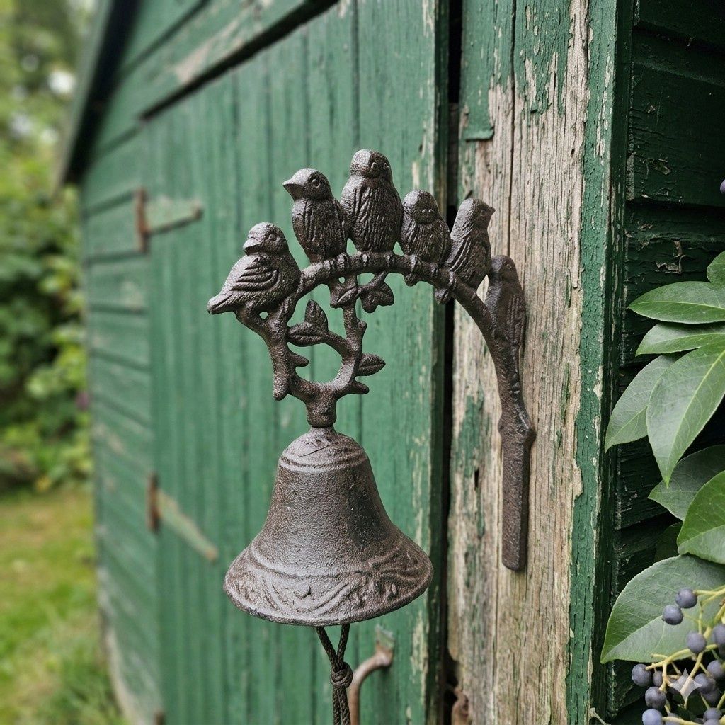 6 Cast Iron Birds Perched on Doorbell