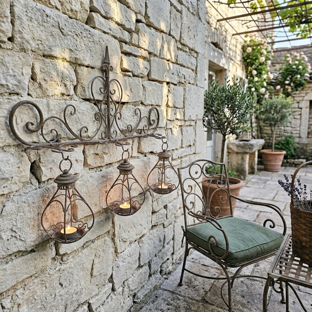 3 Rustic Hanging Planters Wall Art Antique Green