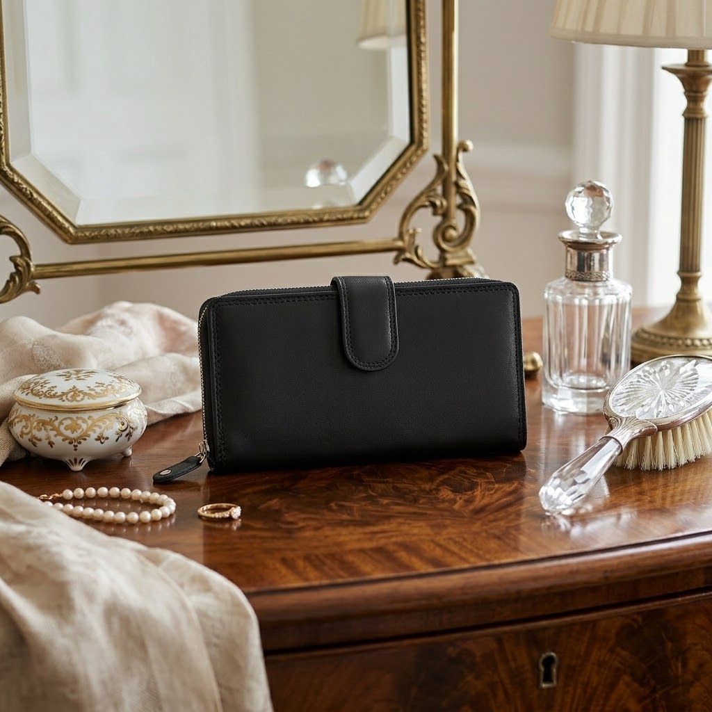 The Hannah Ladies Black Leather Wallet