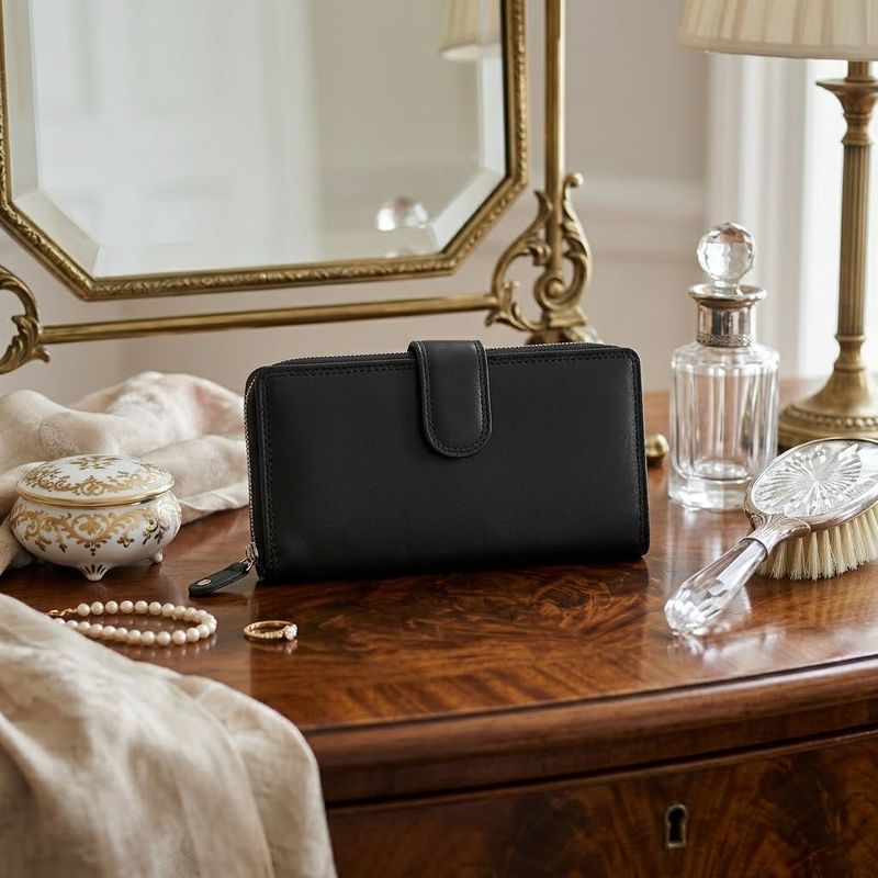 The Hannah Ladies Black Leather Wallet