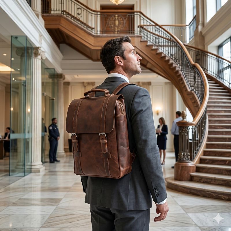 The Grant Leather Laptop Backpack