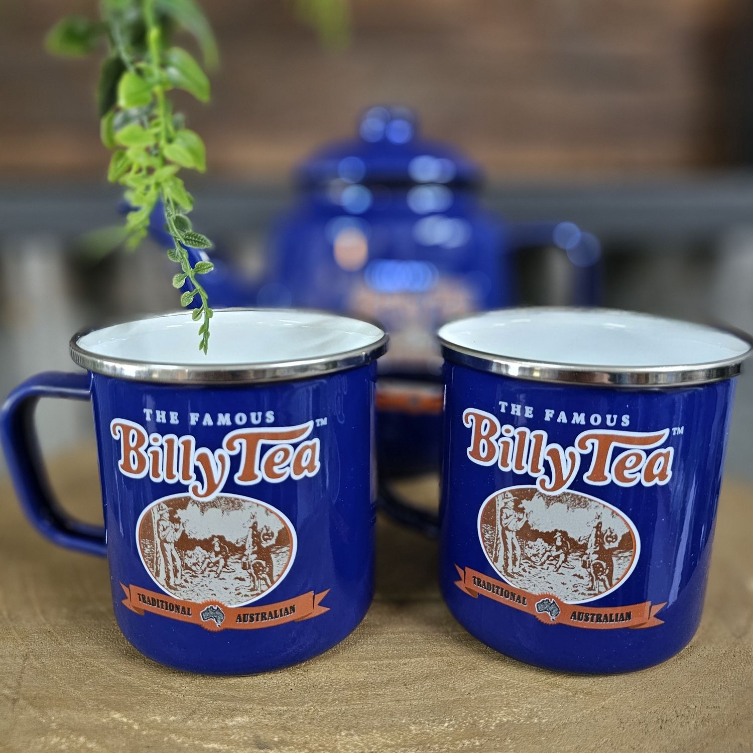 Set of 2 Enamel Mugs, Type: Billy Tea