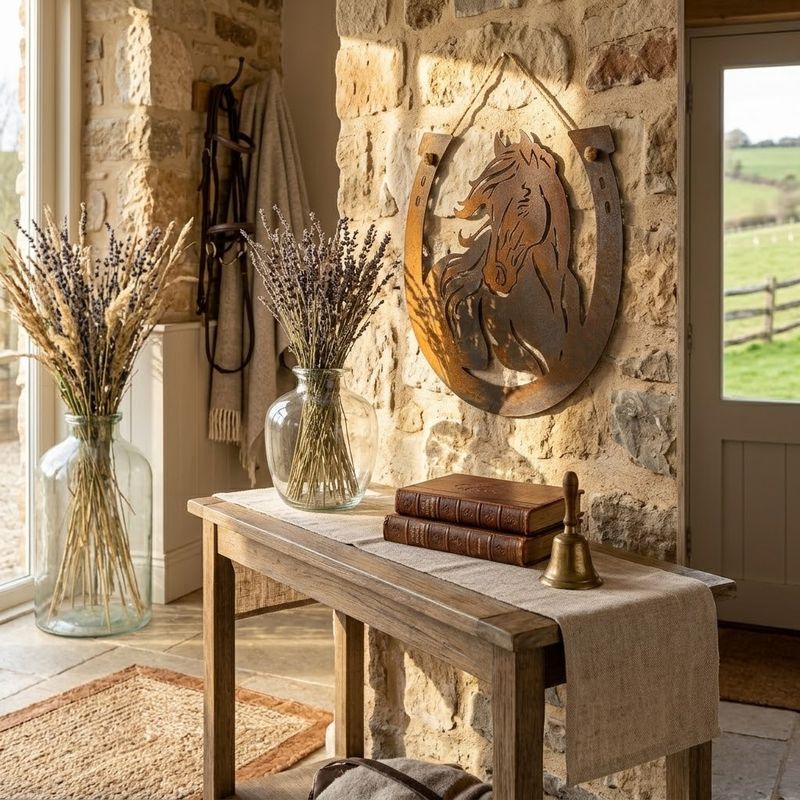 Horse in Horseshoe Wall Hanging Metal Art