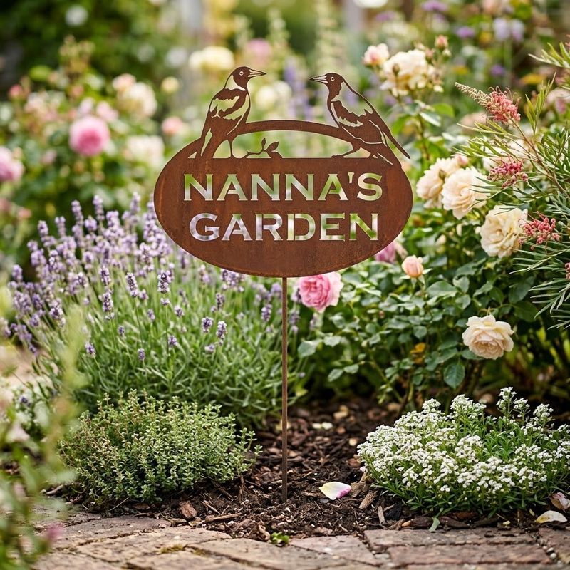 Nanna's Garden Metal Art on stake Australian Made