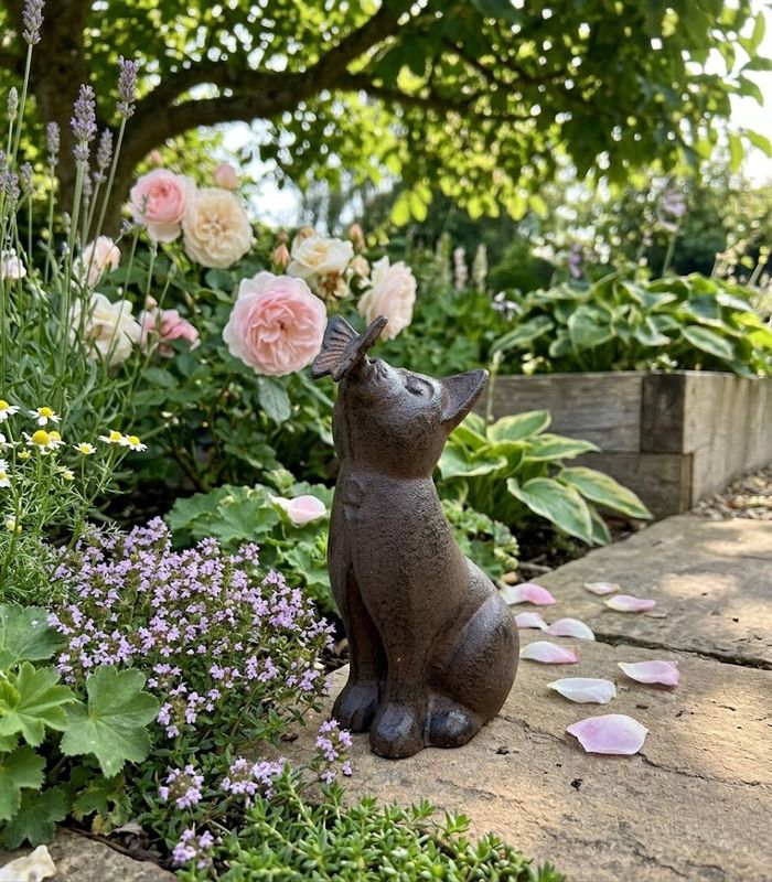 Cast Iron Kitten Cat w/Butterfly