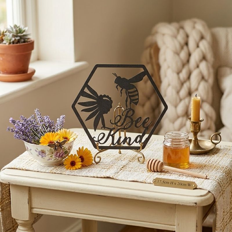 Bee Kind Hexagonal Metal Art
