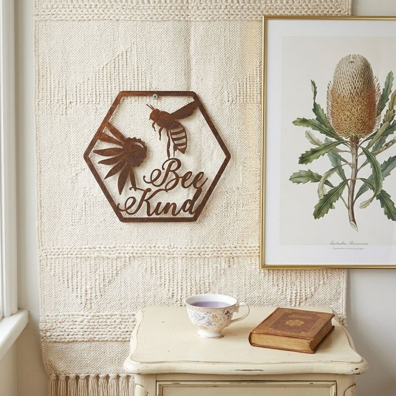 Bee Kind Hexagonal Metal Art