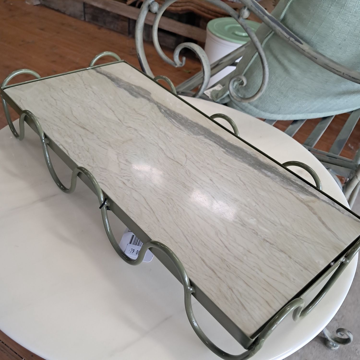The Kirribilli Marble &amp; Metal Serving Tray w/stand
