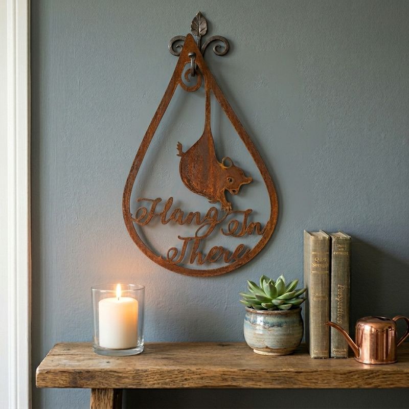 Hang In There Possum in Raindrop Metal Art