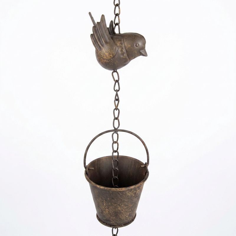 Sweet Bird w/Metal Buckets Rain Chain &amp; Bell