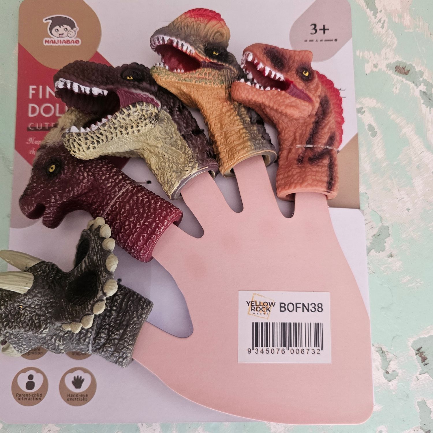 Set of 5 Finger Puppets, Type: Dinosaurs
