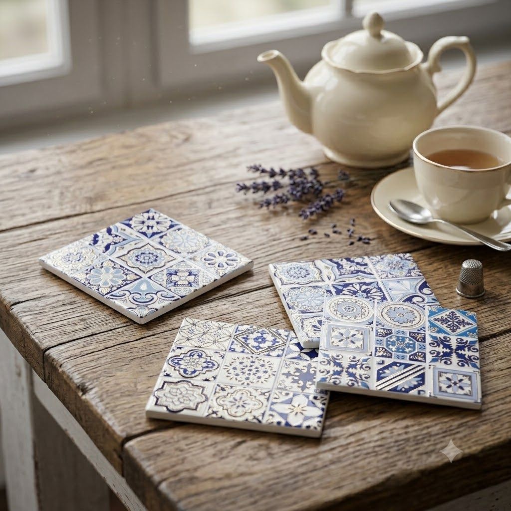 Mediterranean Coast Ceramic Coasters, number: s/4
