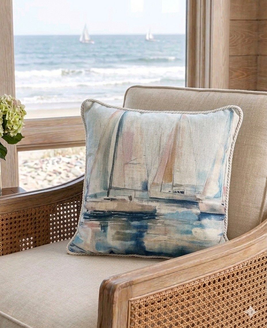 "Nautical But Nice" Linen Blend Cushion