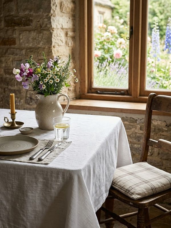 Sophia White Cotton Tablecloth