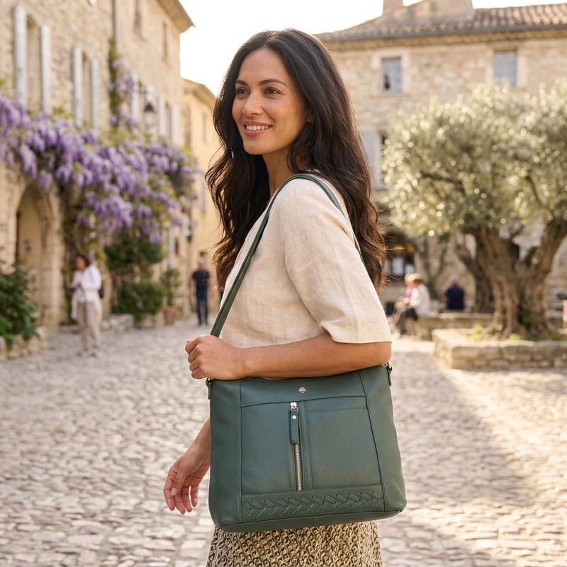 The Dina Woven Leather Shoulder Bag