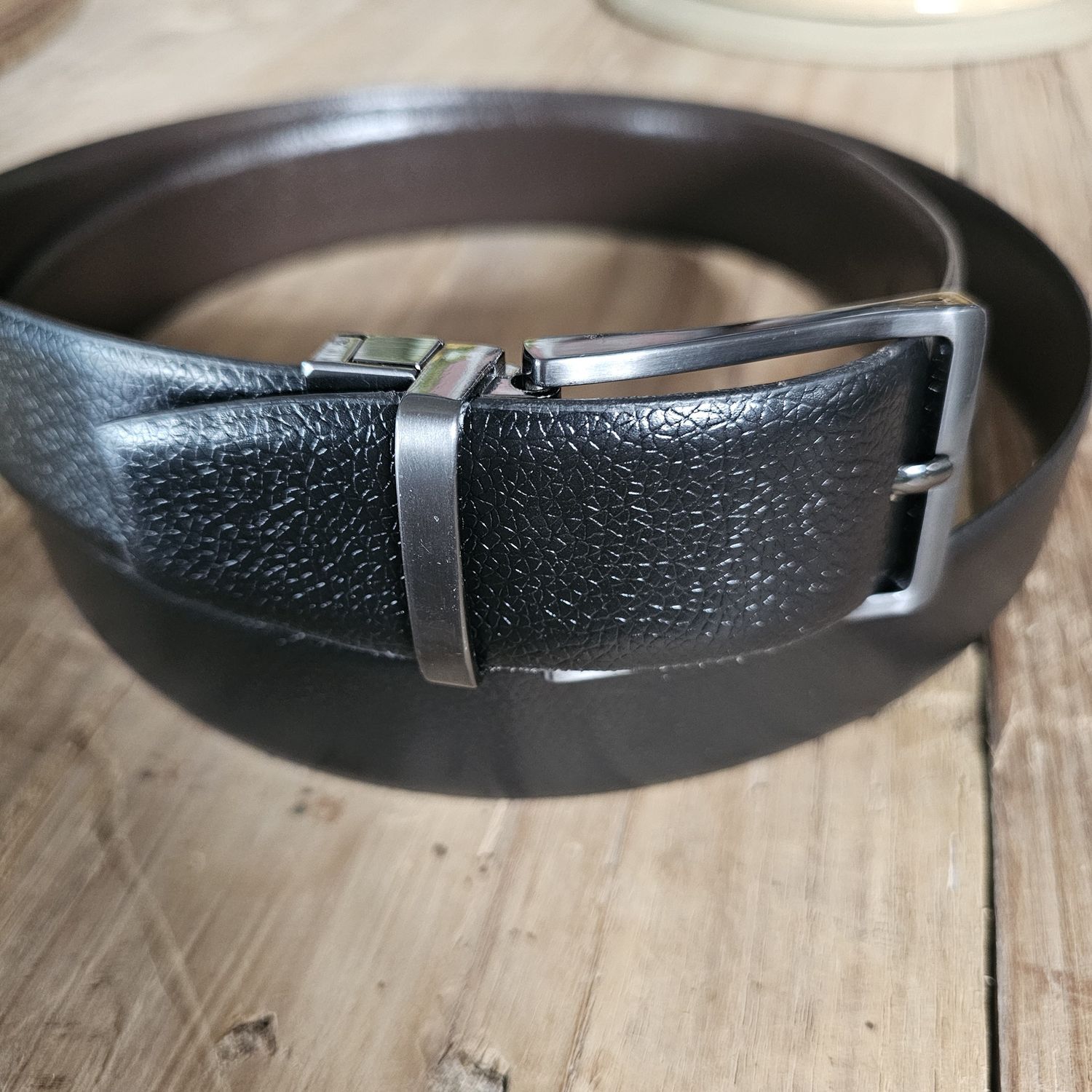 Black/Brown Reversible Leather Belt, Size: 125cm L