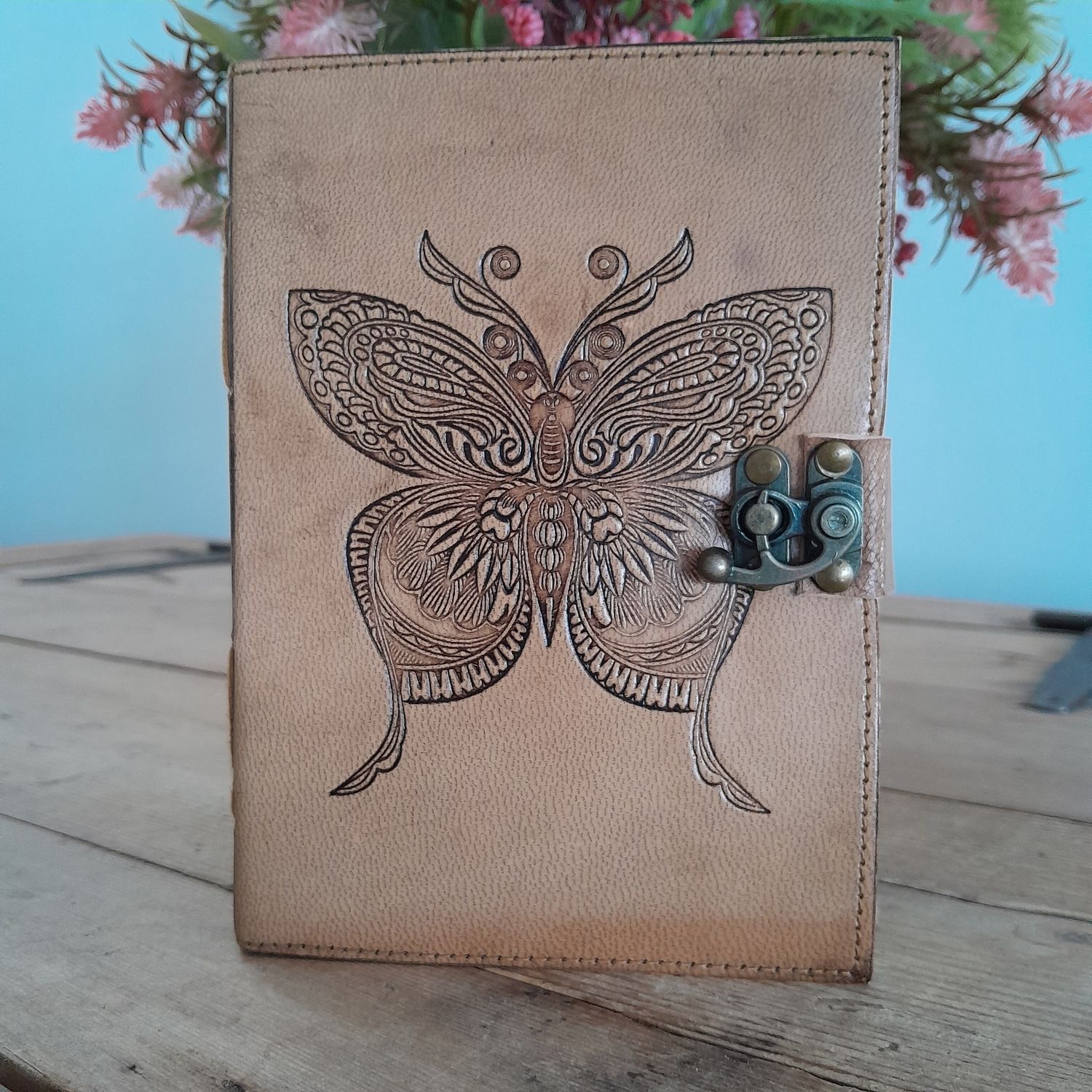 Tooled Butterfly Leather Journal