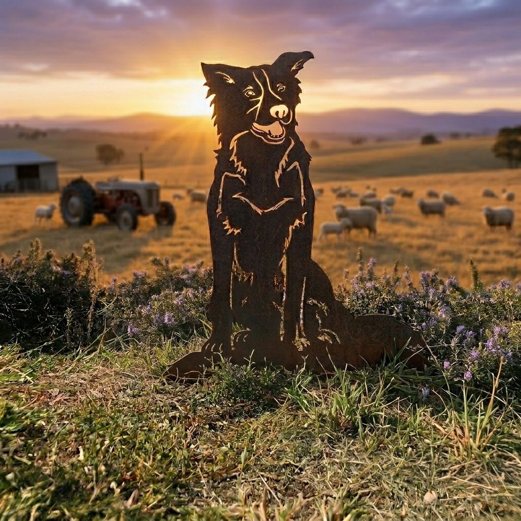 Scout the Border Collie Dog Australian Metal Art