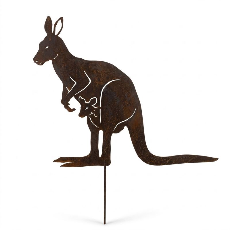 Kangaroo With Joey Australian Made Metal Art