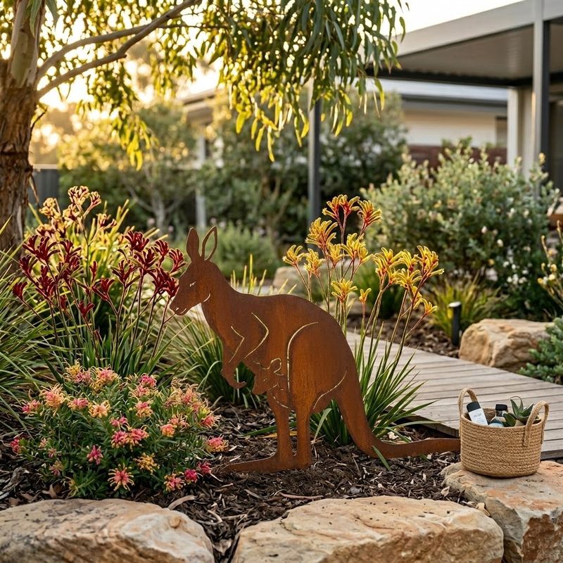 Kangaroo With Joey Australian Made Metal Art