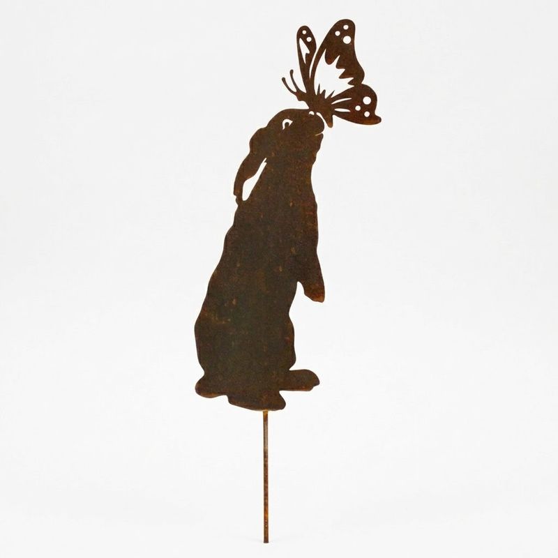 Rabbit With Butterfly Australian Made Metal Art