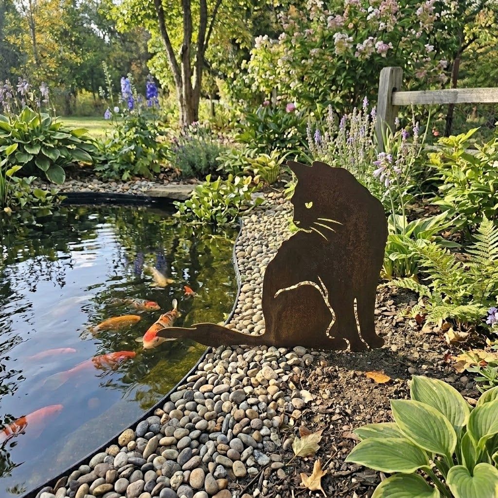 Milo the Cat w/Fluffy Tail Australian Made Metal Art