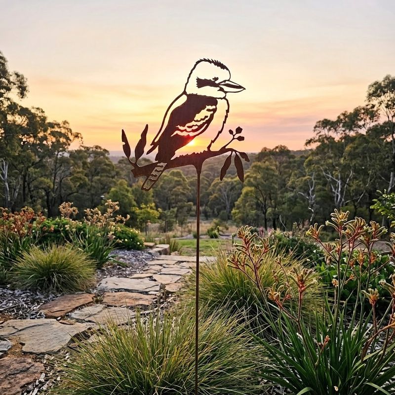 Kookaburra on Long Stake Aust Made Metal Art