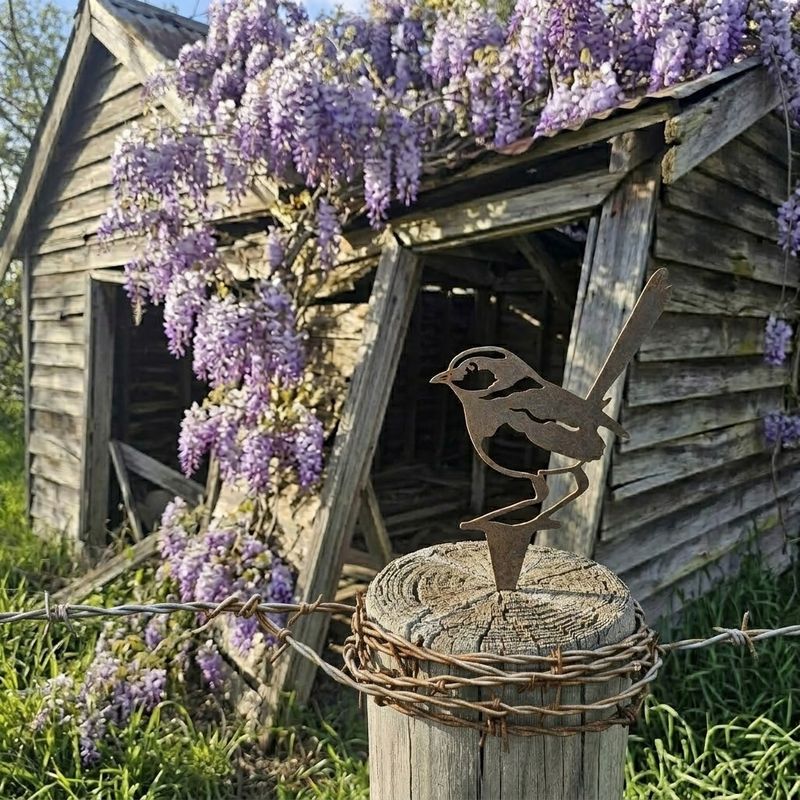 Wren w/Short Stake Australian Made Metal Art