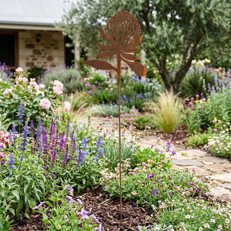 Waratah w/long Stake Australian Made Metal Art