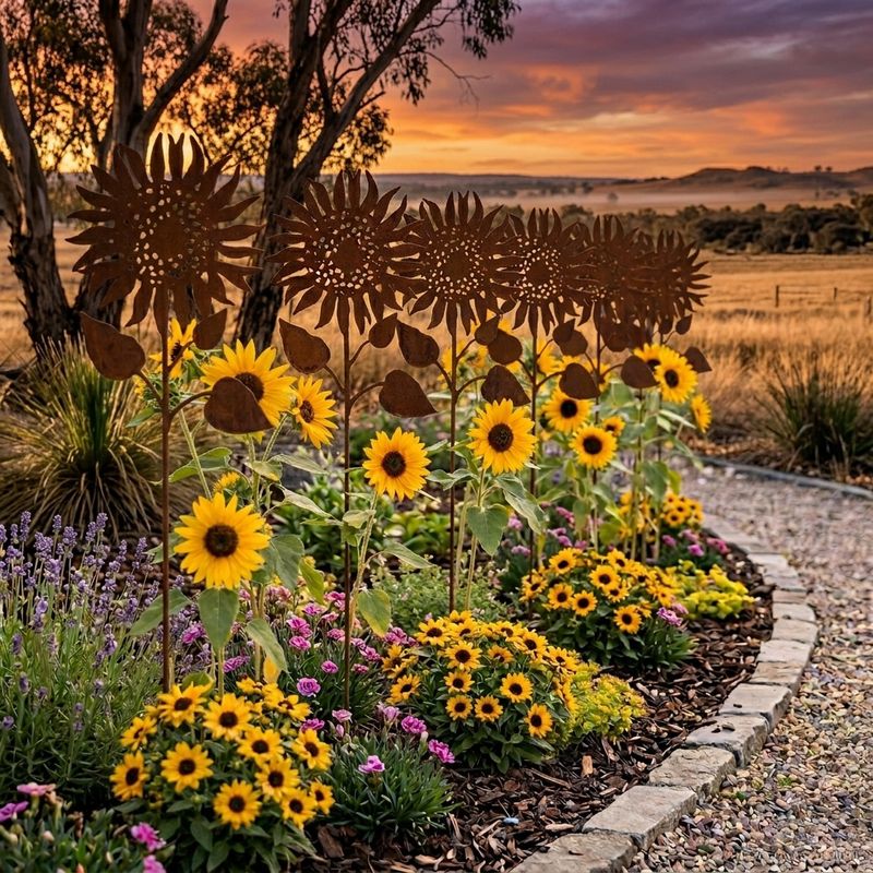 Sunflower w/long Stake Australian Made Metal