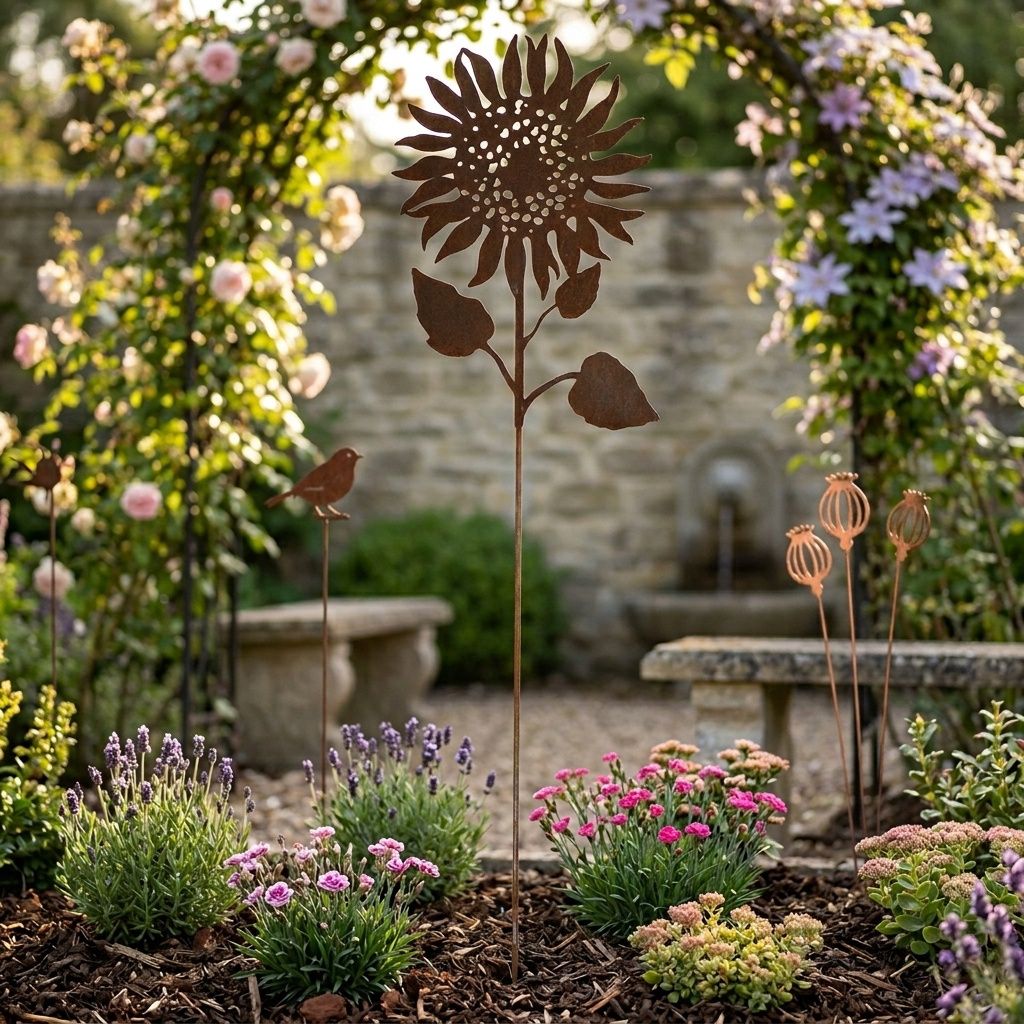 Sunflower w/long Stake Australian Made Metal