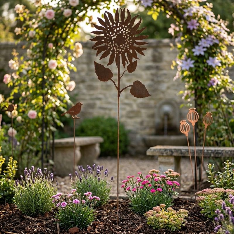 Sunflower w/long Stake Australian Made Metal
